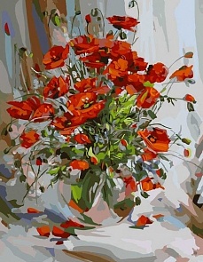 Раскраски по номерам - картина Букет маков, 40 х 50 см. (Белоснежка, 003-AB)